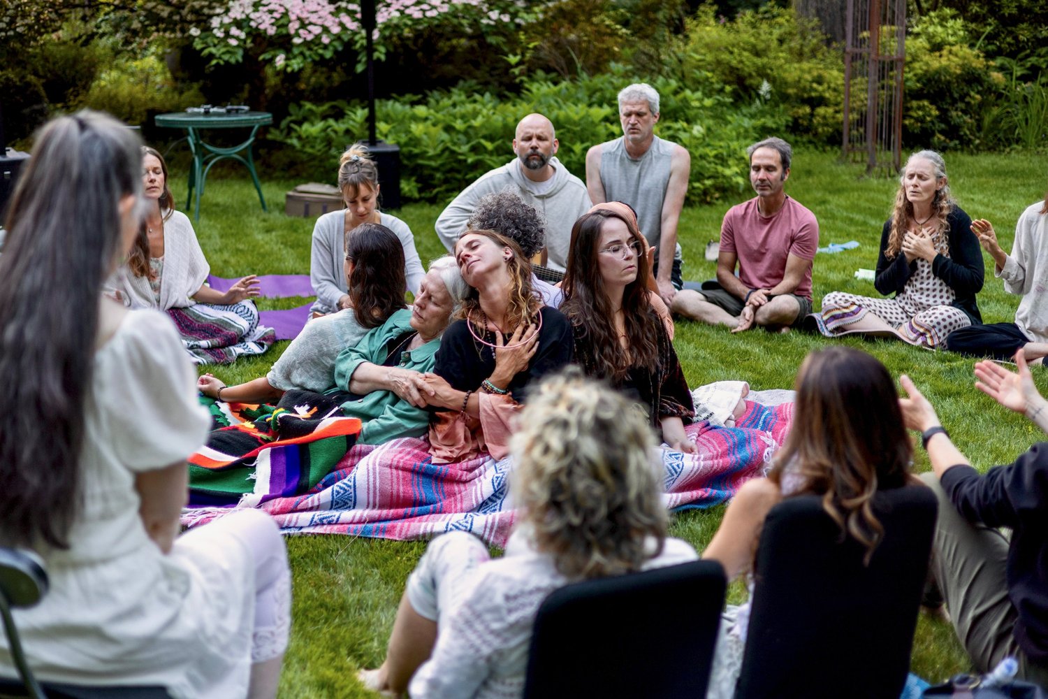 The Heartfield community gathered outdoors